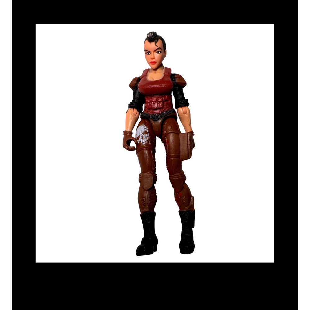 Lanard The Corps Female Action Figure Mohawk Skull Graphic Brown Red 3.75 Inch